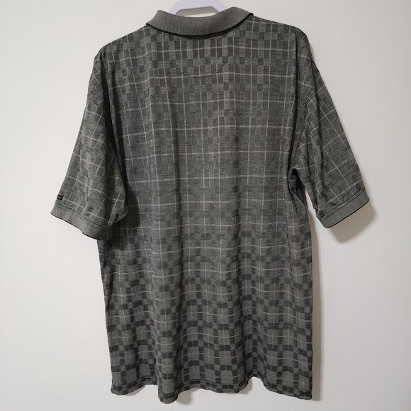 IZOD Double Mercerized Mens Cotton Checkered Polo Shirt Grey Beige Golf Size XL - Picture 3 of 9